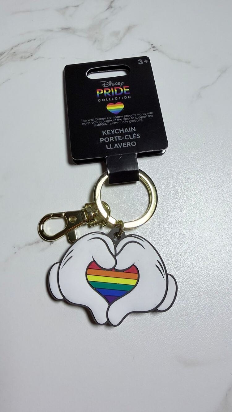 Disney Parks Mickey Mouse Heart Hands Keychain Pride Collection NWT